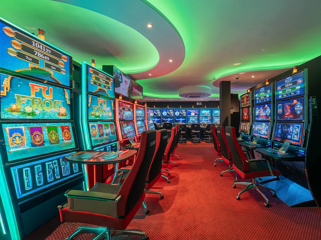 Interior of a Pascual Jocs arcade in Mallorca featuring LED lighting